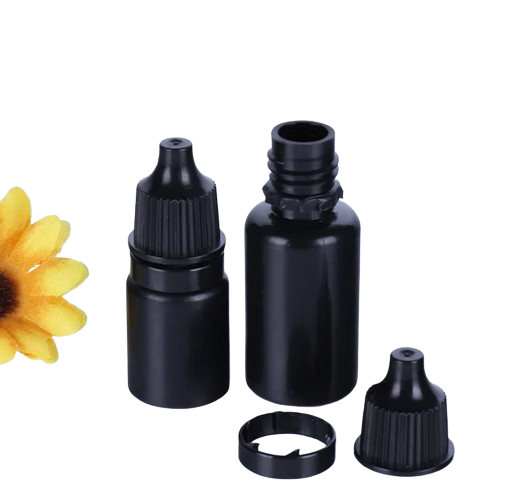 Gotero De Plástico Negro 20ml Tapa con aro de seguridad. Pack De 25